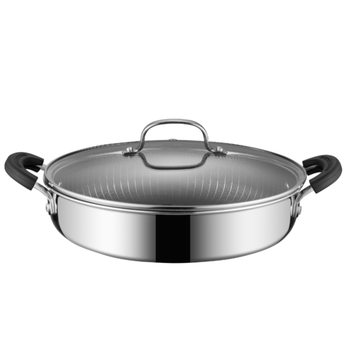 1787817722 Etched Tri-ply Stainless Steel Shallow Pot 01